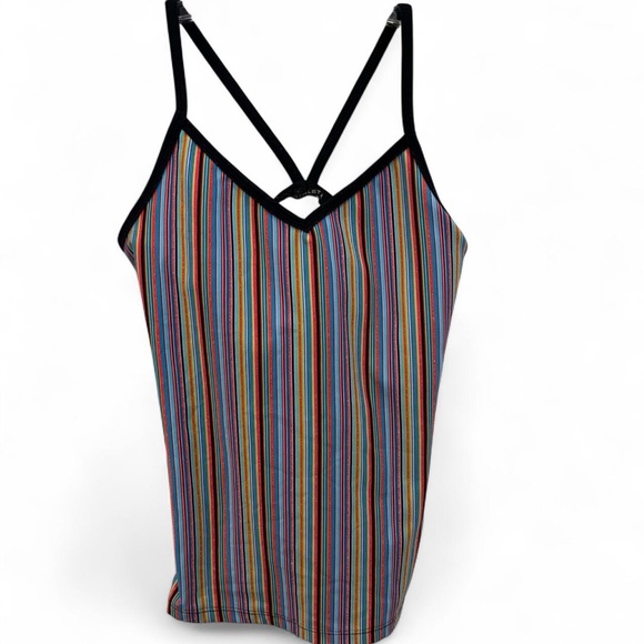 Athleta Tops - Athleta multicolored shimmer striped athletic  tank top